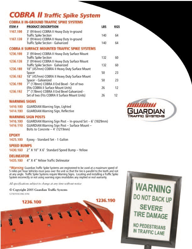 TireShark brand Traffic Spikes by TrafficSpikesUSA.com / Monsoon Mfg. LLC. One-way access control systems for road traffic, retractable tire poppers, Tiger Teeth, Cobra, Enforcer motorized spike strips for in-ground & surface installation, directional treadle systems for in-bound and out-bound pneumatic tires. Discount: apartment complex, shopping center, mall, airport, military base, factory and business to protect parking lot, employee, security, public access, commercial property. Contractors welcome.