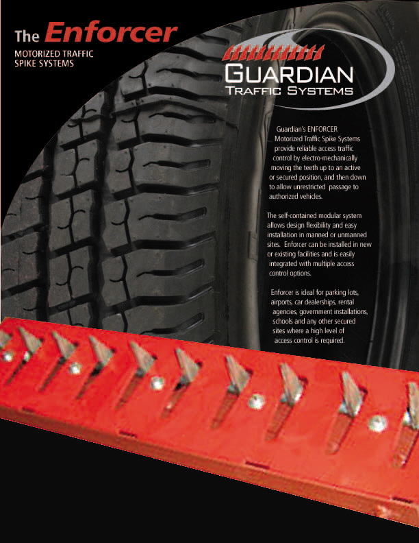 TireShark brand Traffic Spikes by TrafficSpikesUSA.com / Monsoon Mfg. LLC. One-way access control systems for road traffic, retractable tire poppers, Tiger Teeth, Cobra, Enforcer motorized spike strips for in-ground & surface installation, directional treadle systems for in-bound and out-bound pneumatic tires. Discount: apartment complex, shopping center, mall, airport, military base, factory and business to protect parking lot, employee, security, public access, commercial property. Contractors welcome.